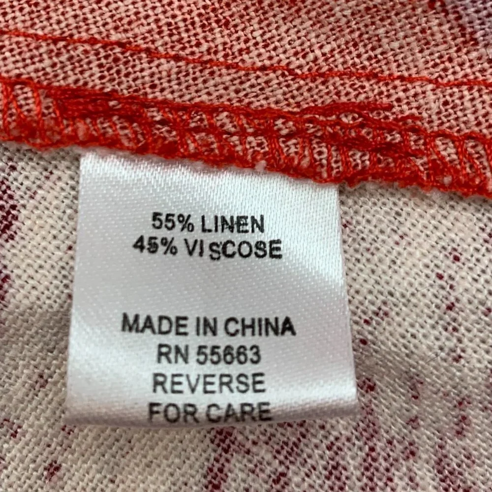 For Cynthia Floral Hi-Lo Linen/Viscose Blend Hooded Zip Front Vest Women's SZ XL